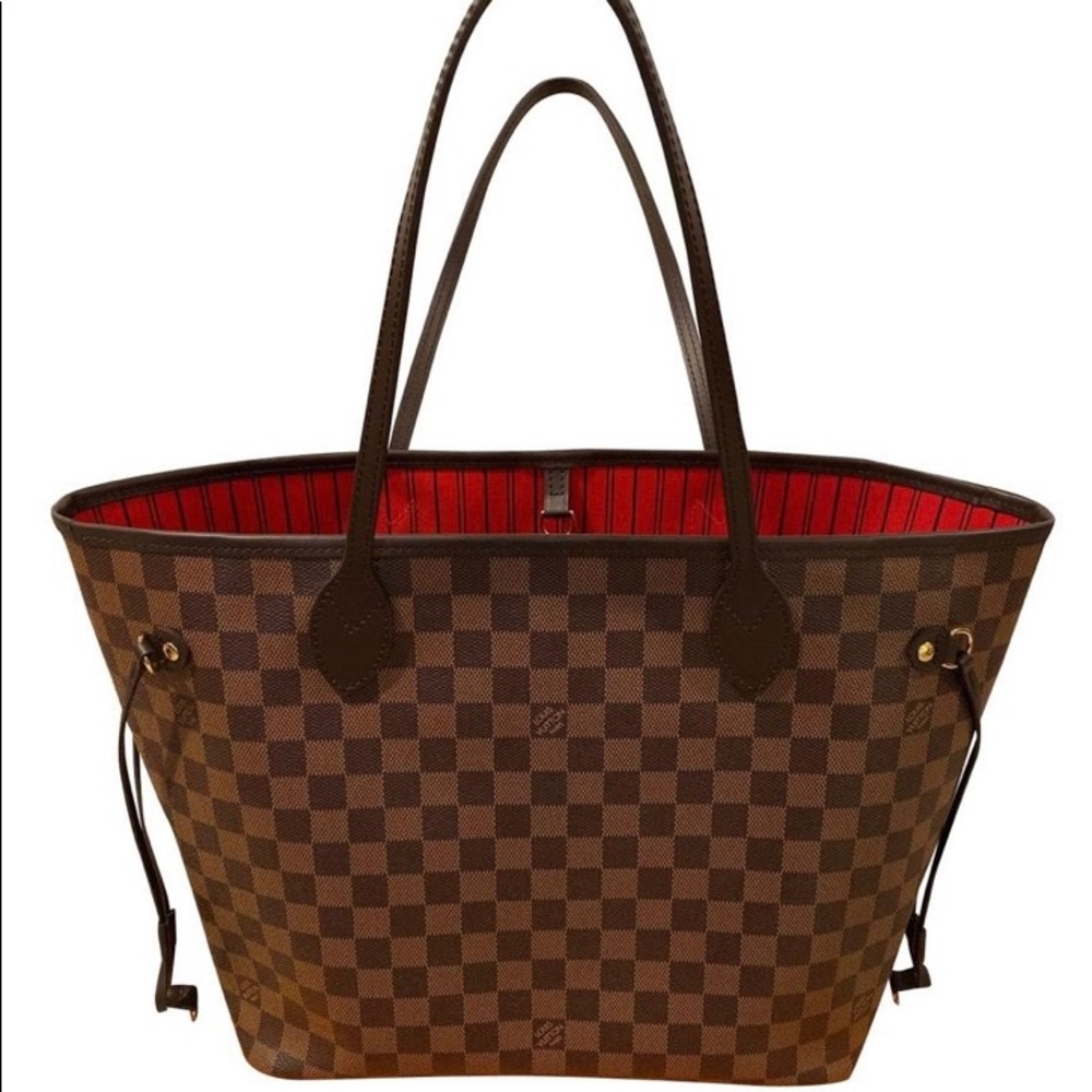 Louis Vuitton Damier Ebene Tote with Red Interior Size MM